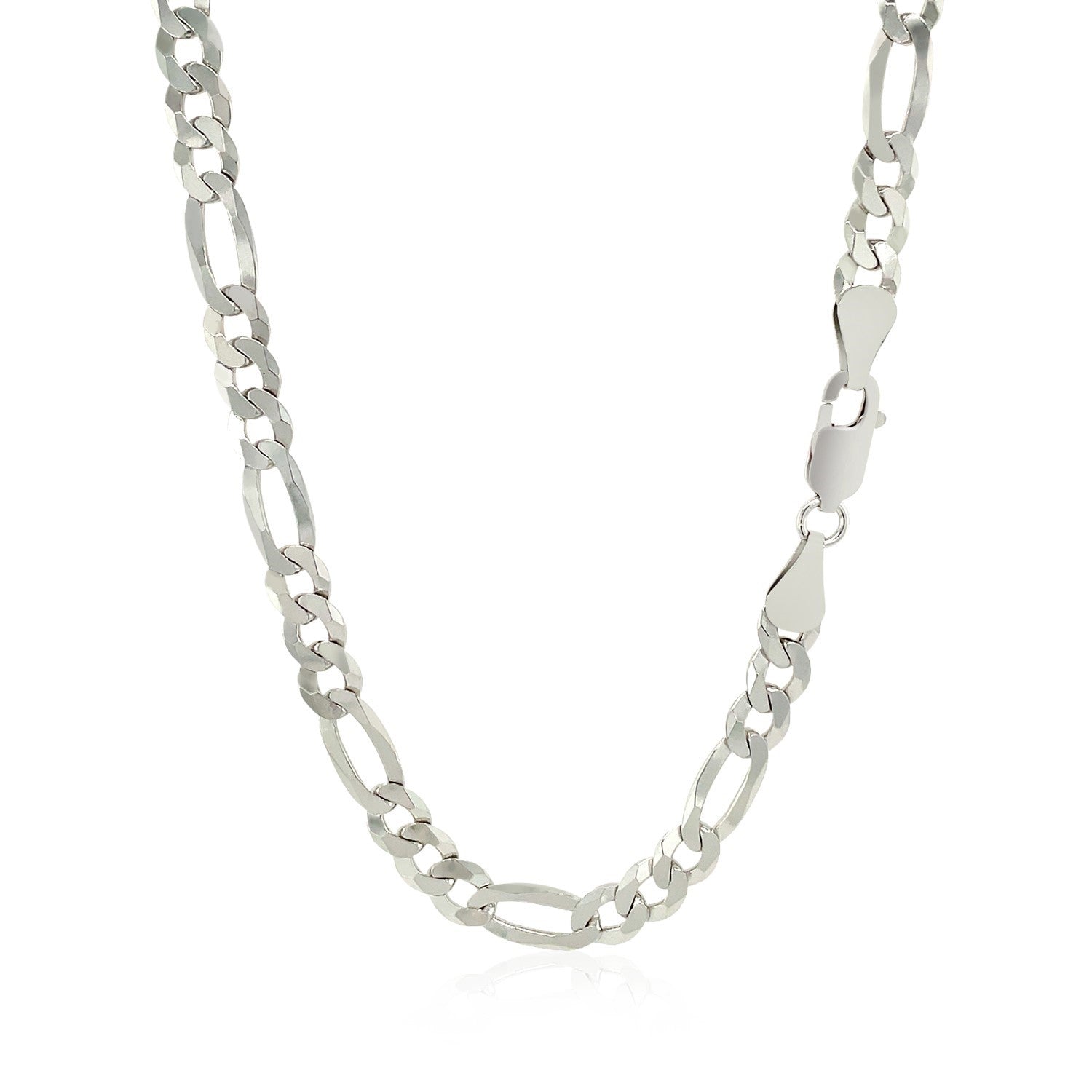 Rhodium Plated 5.5mm Sterling Silver Figaro Style Chain on sale at MyriadMart