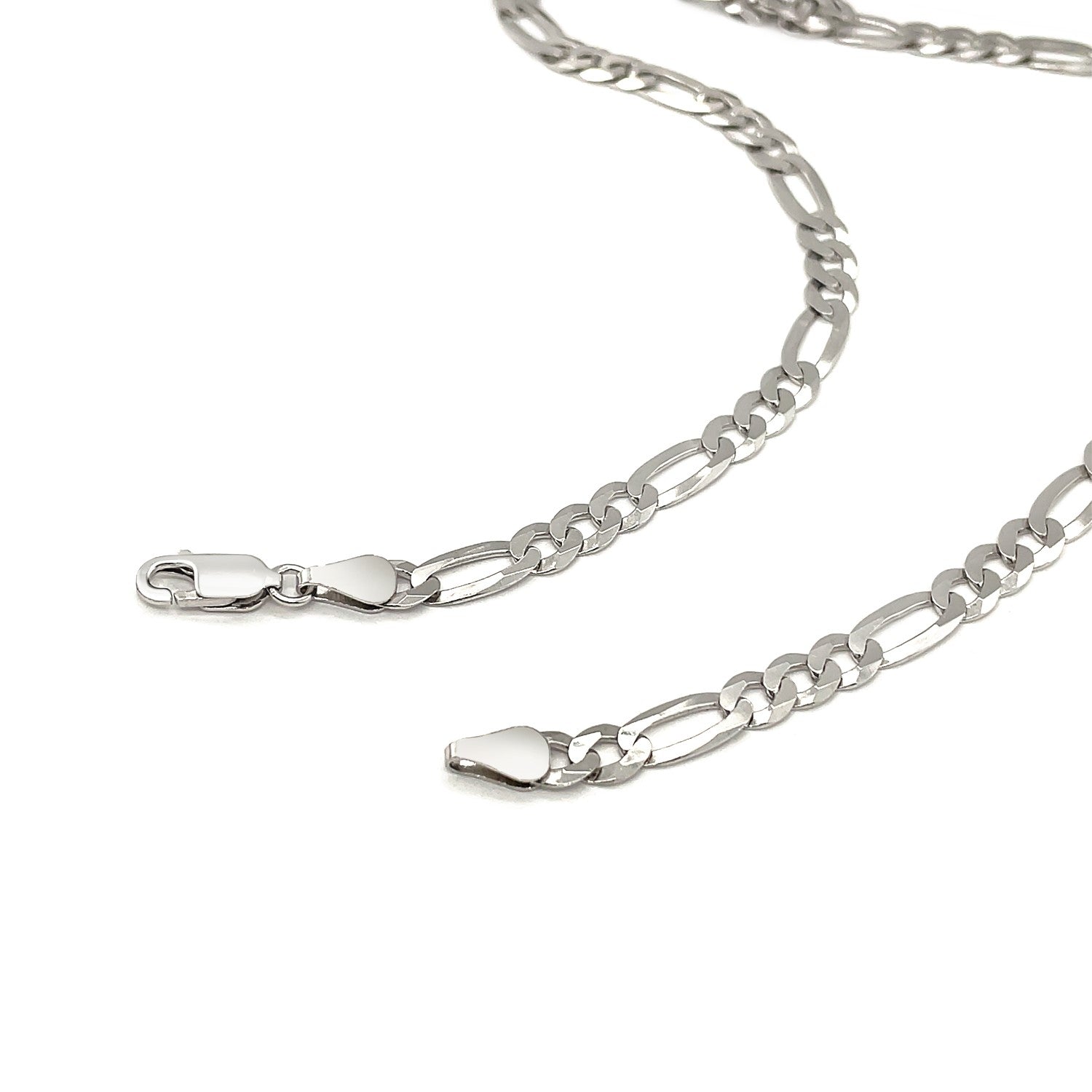 Rhodium Plated 5.5mm Sterling Silver Figaro Style Chain on sale at MyriadMart