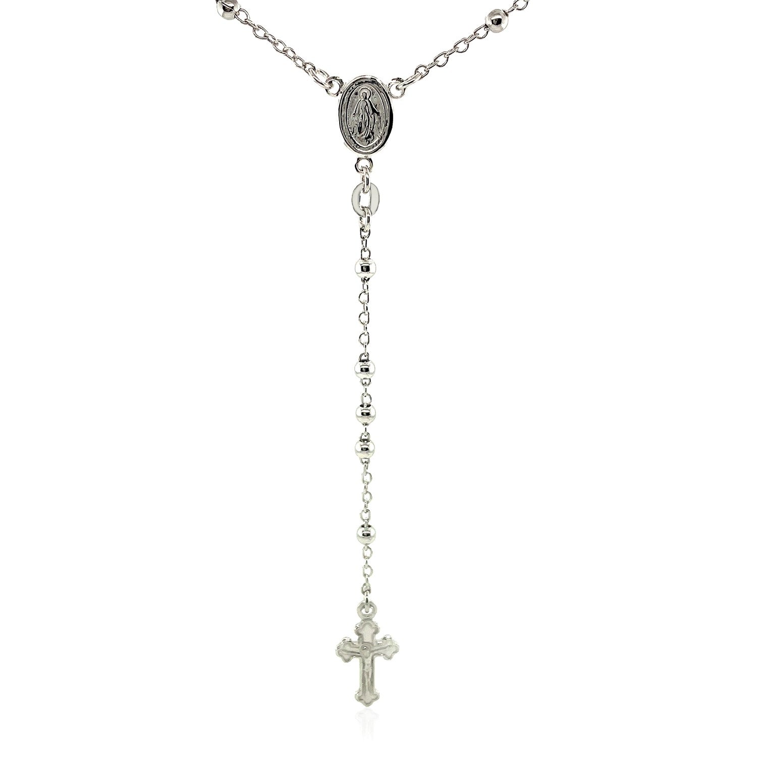 Fine Rosary Chain and Bead Necklace in Sterling Silver on sale at MyriadMart