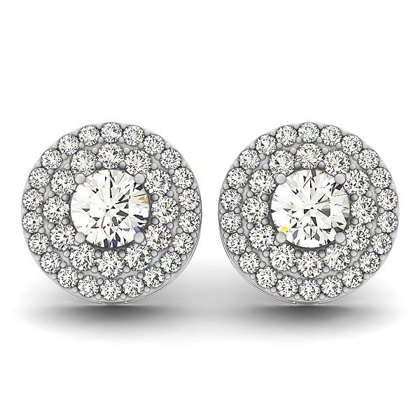 14k White Gold Double Halo Round Diamond Earrings 1 1/4 cttw on sale at MyriadMart