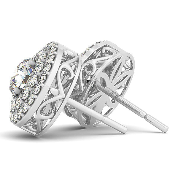 14k White Gold Double Halo Round Diamond Earrings 1 1/4 cttw on sale at MyriadMart