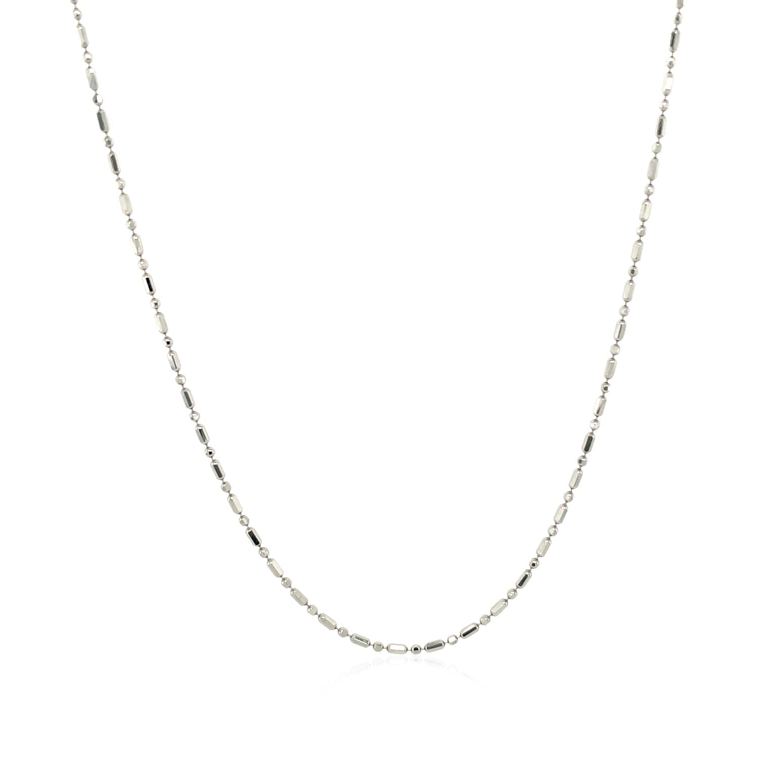 14k White Gold Diamond-Cut Bead Chain 1.0mm on sale at MyriadMart