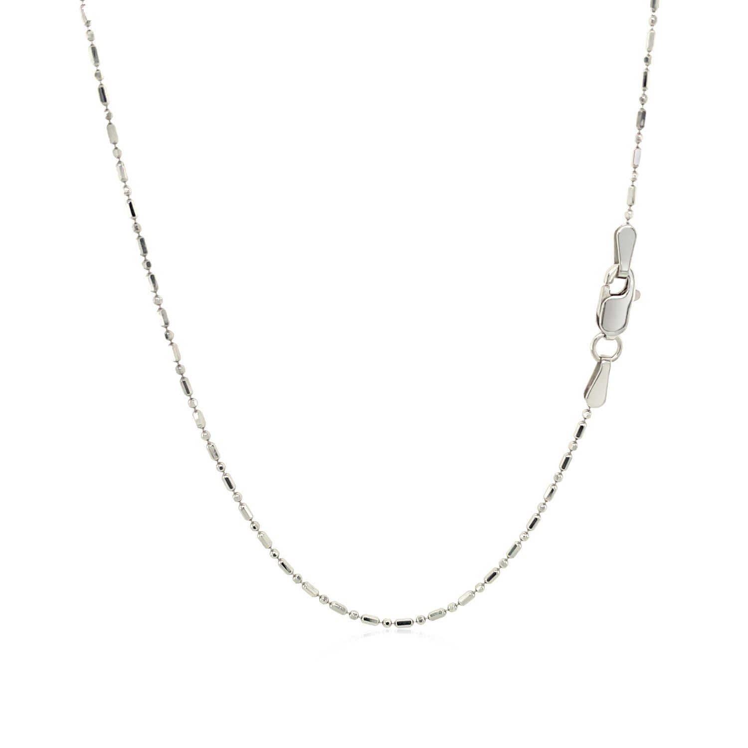 14k White Gold Diamond-Cut Bead Chain 1.0mm on sale at MyriadMart