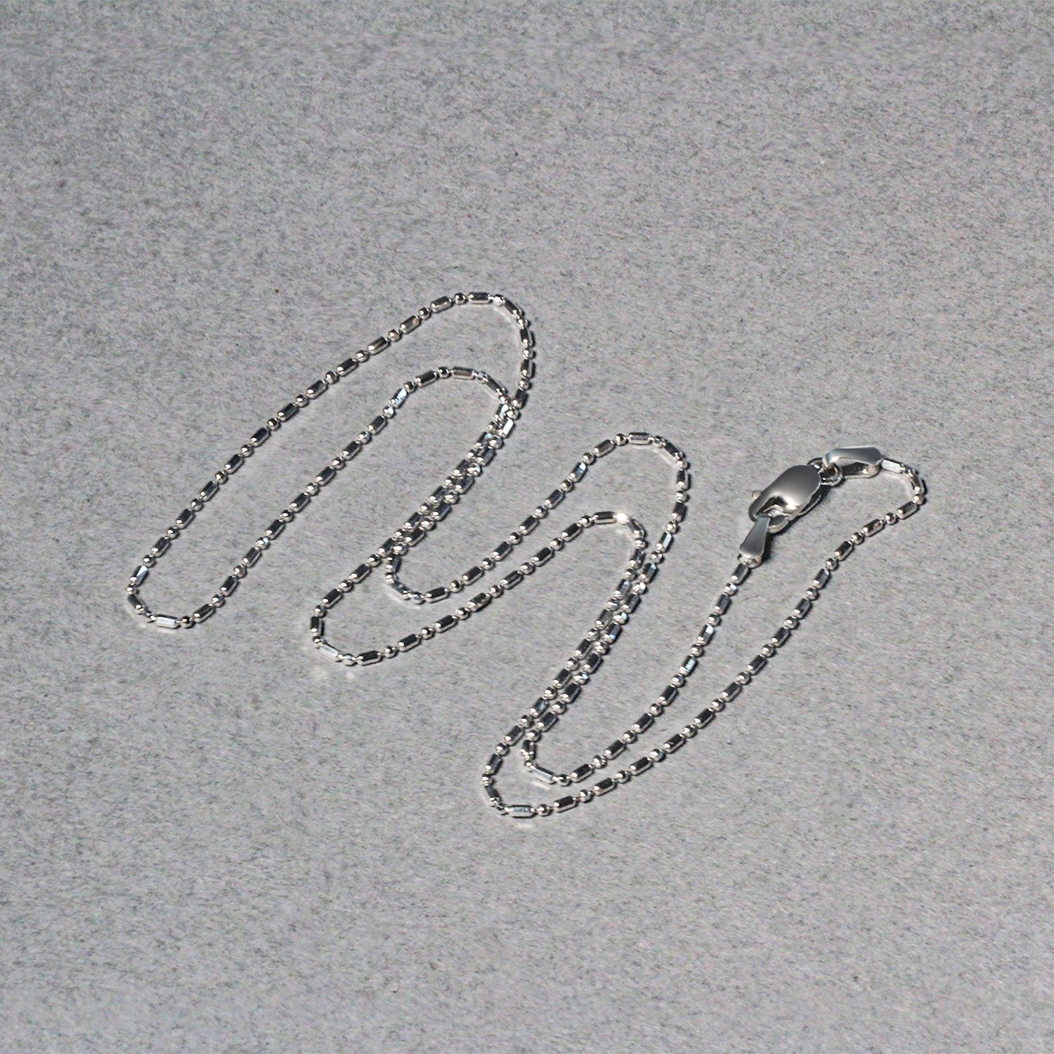 14k White Gold Diamond-Cut Bead Chain 1.0mm on sale at MyriadMart