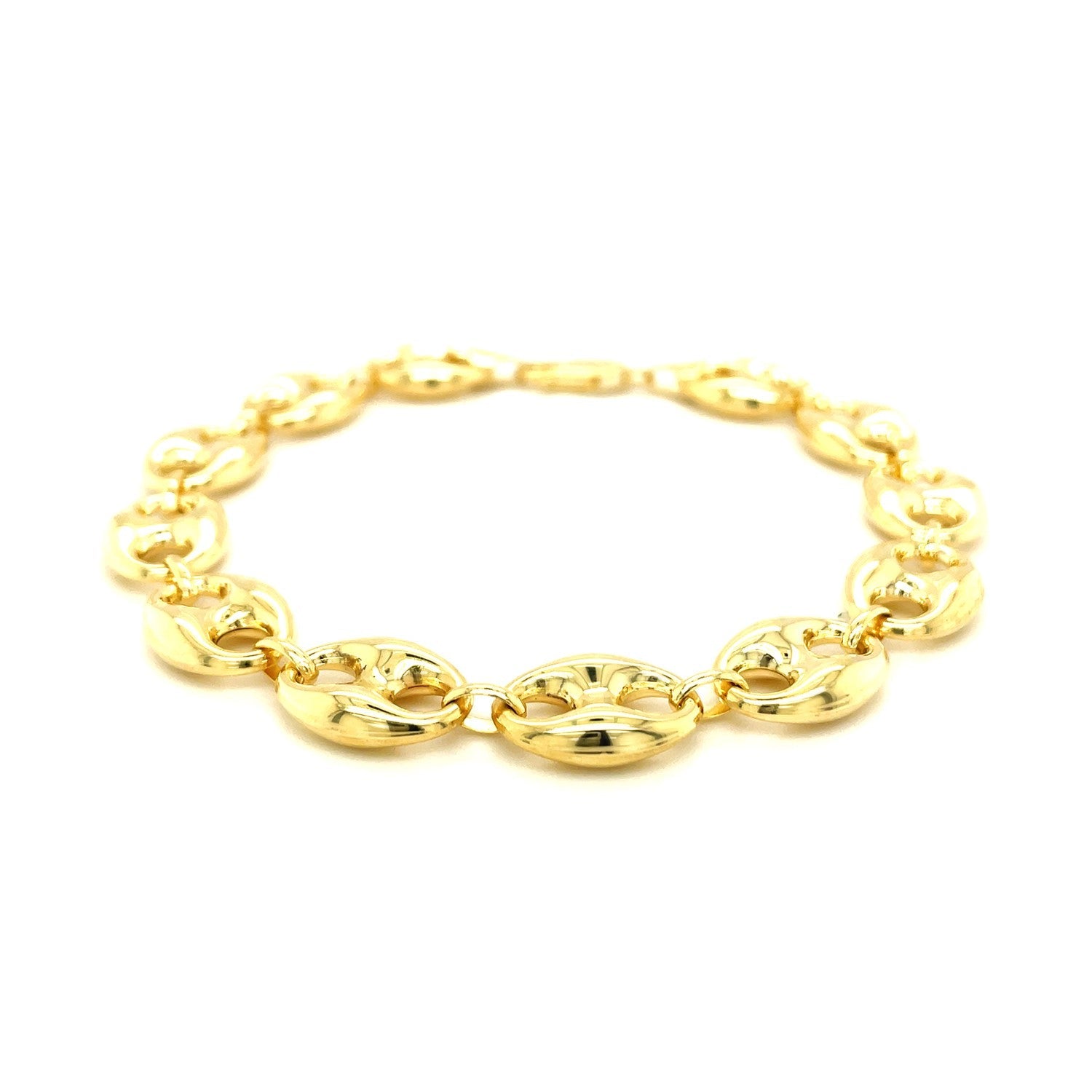 11.0mm 14k Yellow Gold Puffed Mariner Link Bracelet on sale at MyriadMart