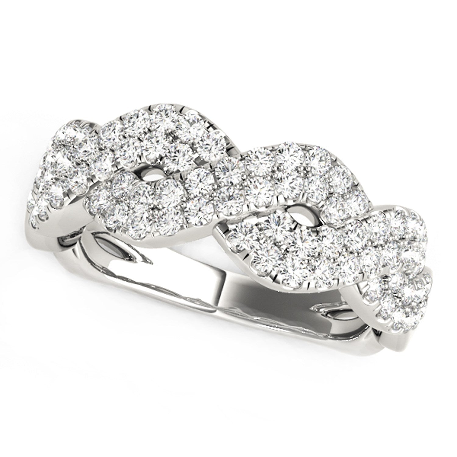 Diamond Studded Interlocking Waves Ring in 14k White Gold 5/8 cttw on sale at MyriadMart