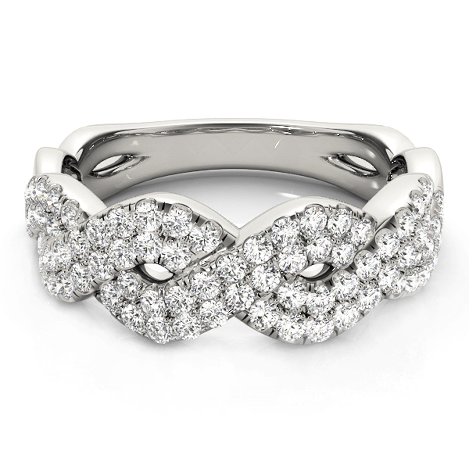 Diamond Studded Interlocking Waves Ring in 14k White Gold 5/8 cttw on sale at MyriadMart