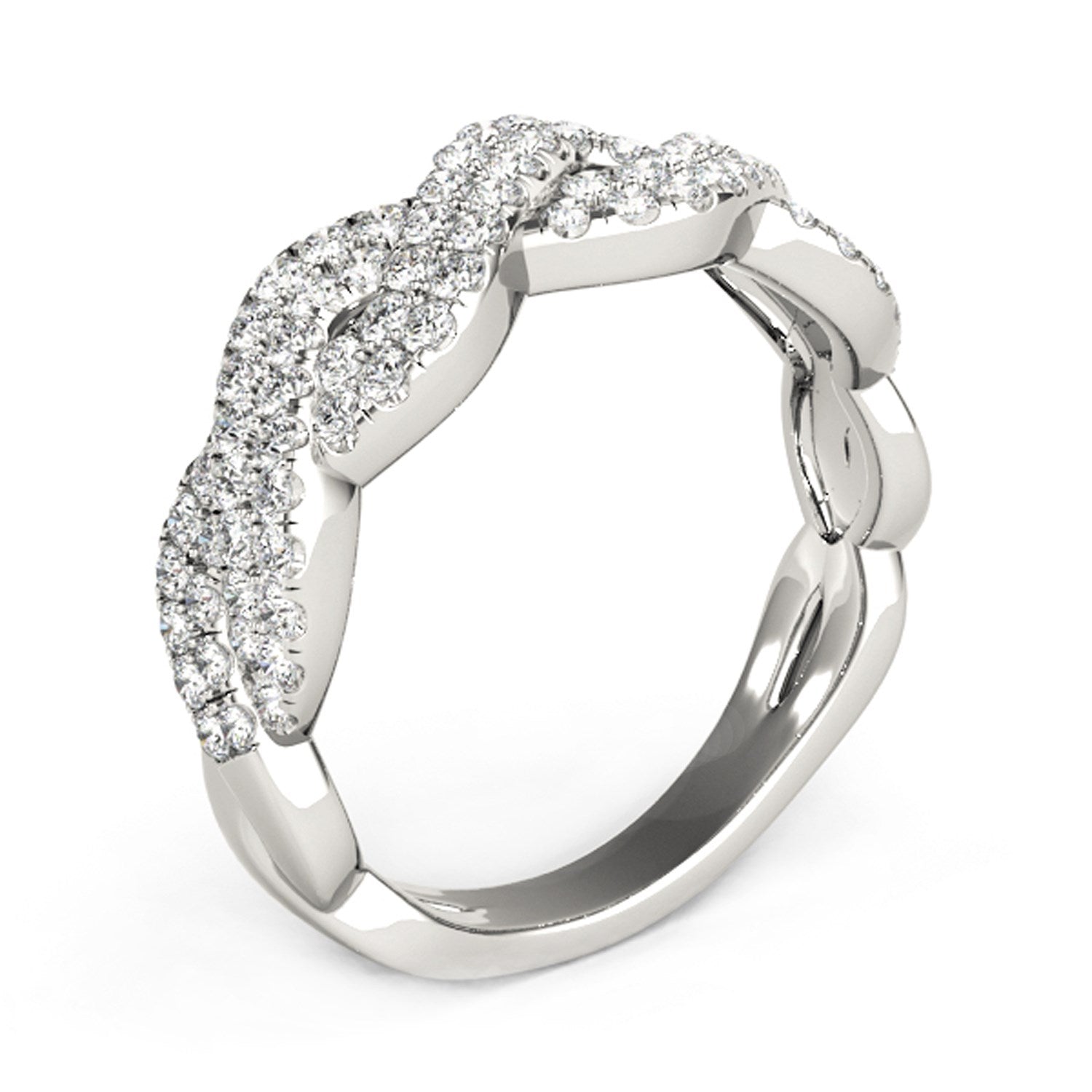 Diamond Studded Interlocking Waves Ring in 14k White Gold 5/8 cttw on sale at MyriadMart