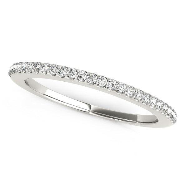 14k White Gold Pave Scallop Setting Diamond Wedding Band 1/8 cttw on sale at MyriadMart