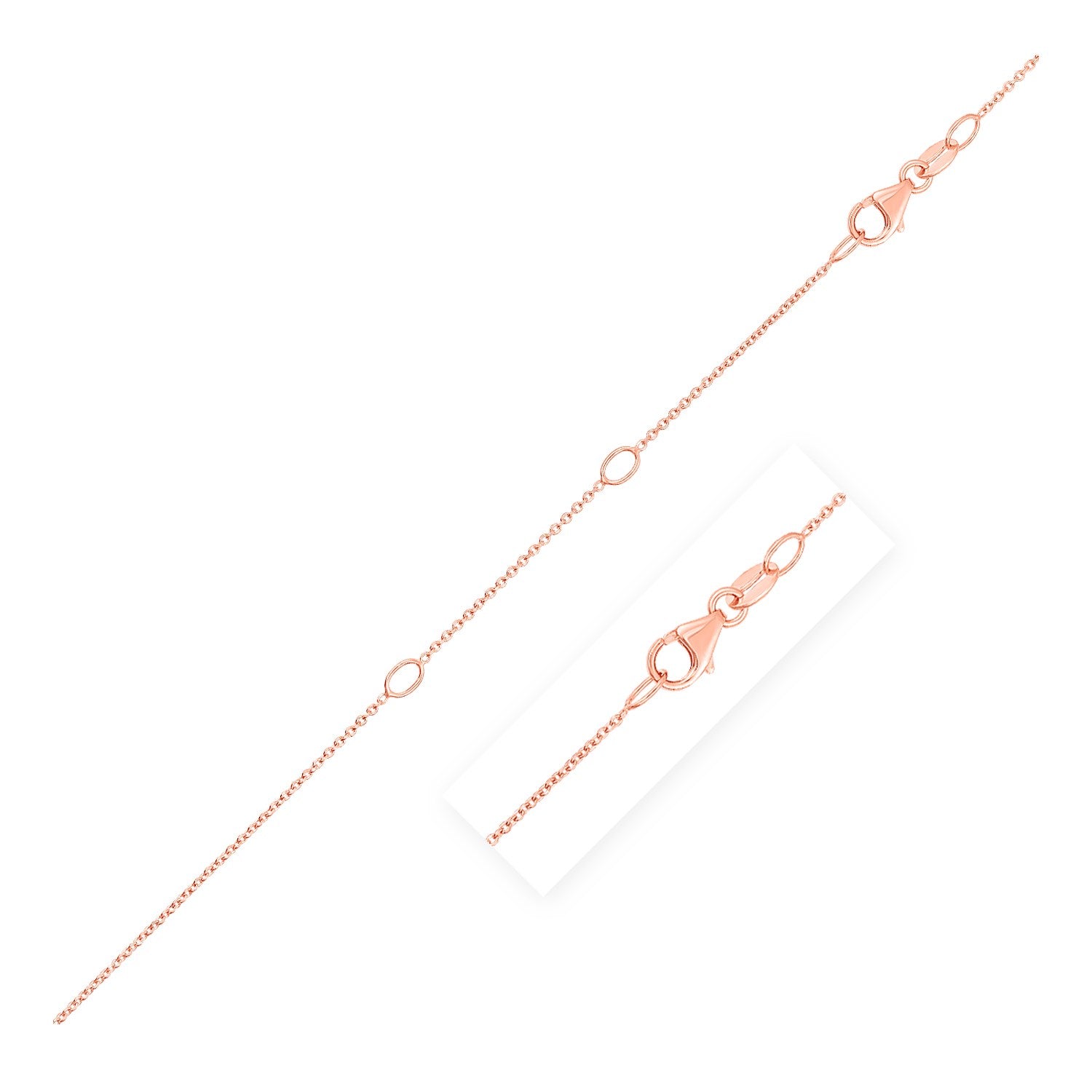 Double Extendable Cable Chain in 14k Rose Gold 1.0mm on sale at MyriadMart