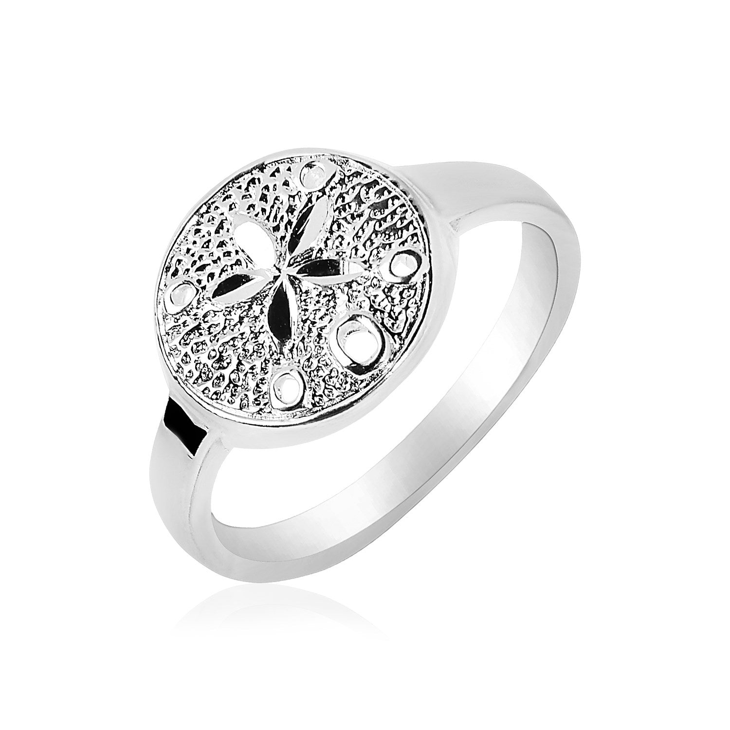 Sterling Silver Textured Sand Dollar Ring on sale at MyriadMart