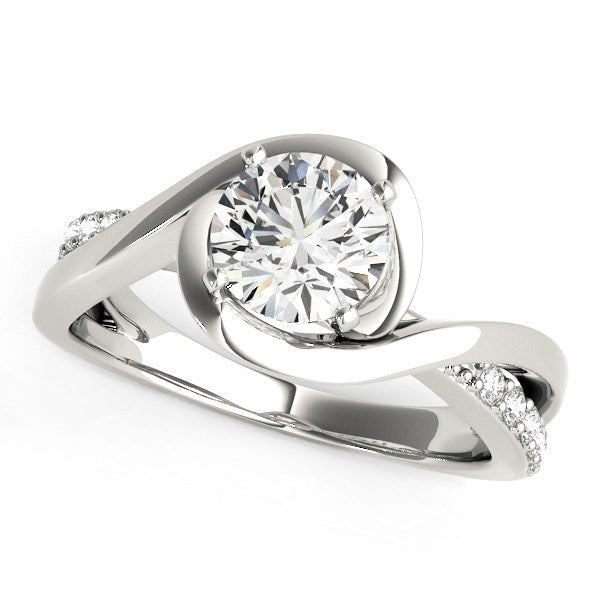 14k White Gold Split Band Round Bypass Diamond Engagement Ring 1 1/8 cttw on sale at MyriadMart