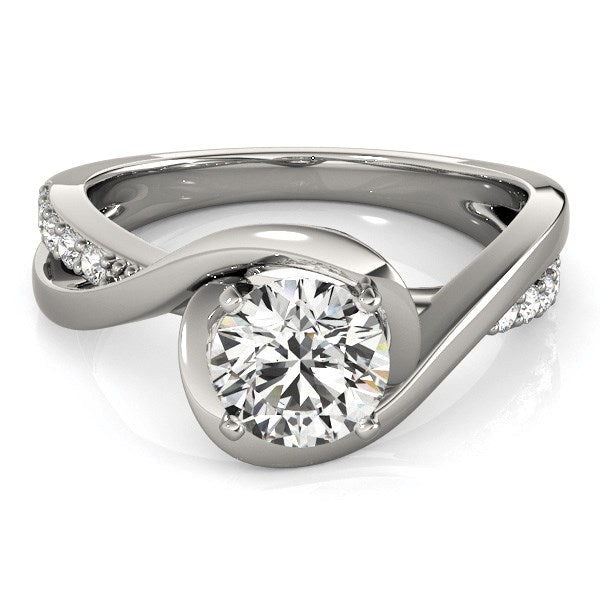14k White Gold Split Band Round Bypass Diamond Engagement Ring 1 1/8 cttw on sale at MyriadMart