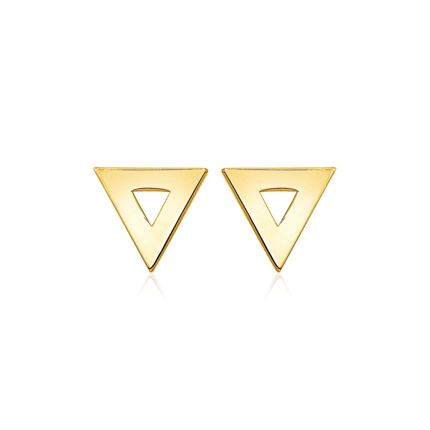 14k Yellow Gold Polished Open Triangle Post Earrings on sale at MyriadMart