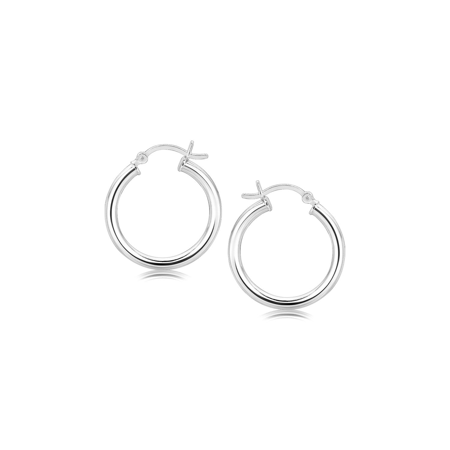 Sterling Silver Polished Hoop Motif Earrings with Rhodium Plating 20mm on sale at MyriadMart