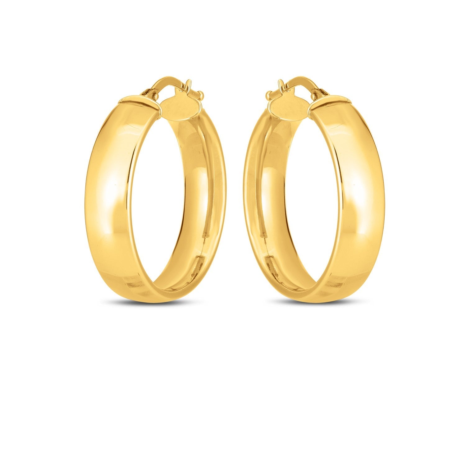 14k Yellow Gold Wedding Band Hoops 6x25mm on sale at MyriadMart