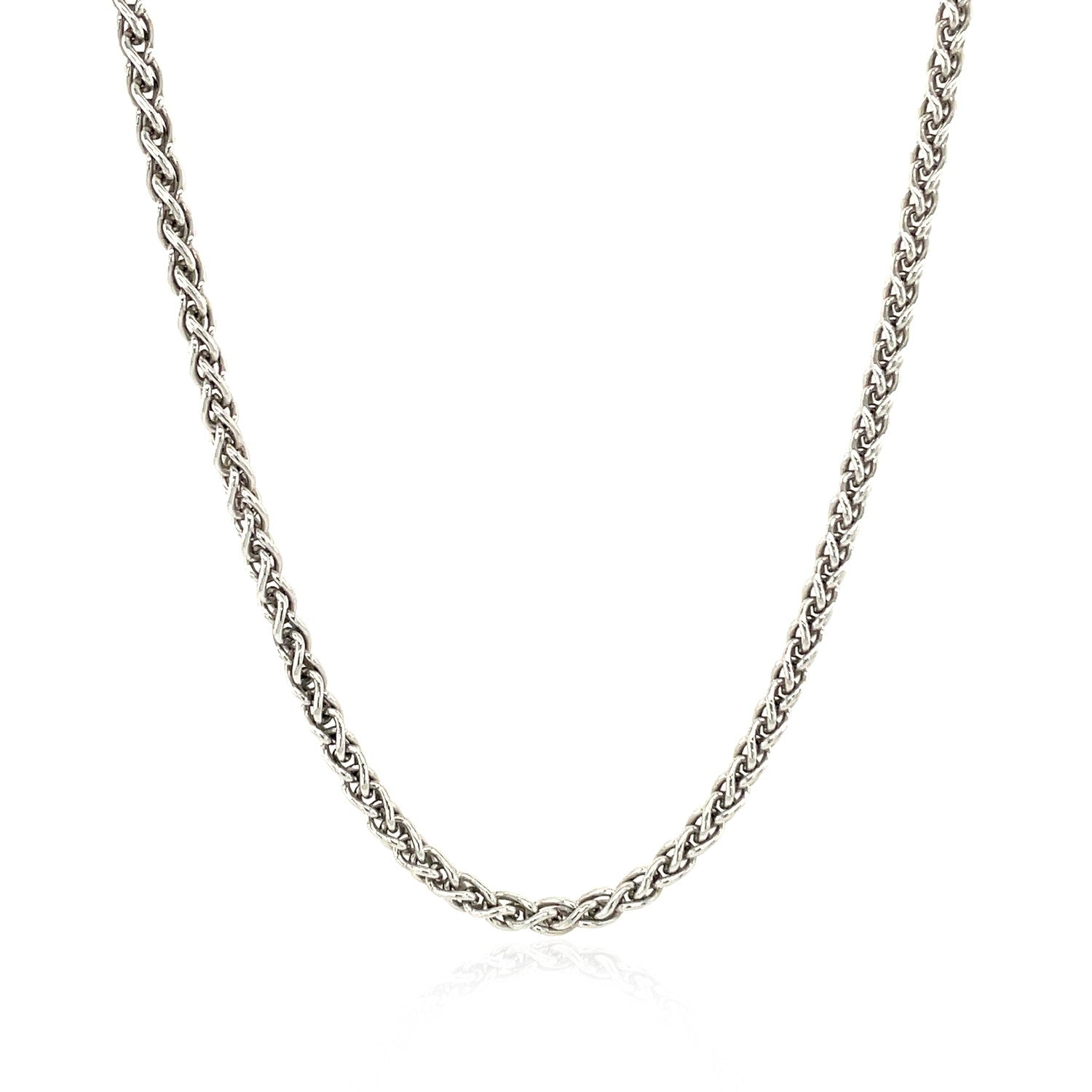 Sterling Silver Rhodium Plated Wheat Chain 2.6mm on sale at MyriadMart