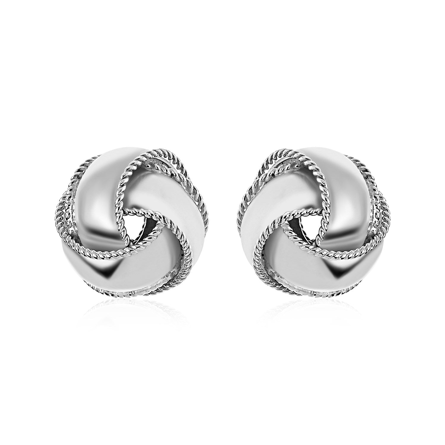 Textured and Polished Love Knot Earrings in Sterling Silver on sale at MyriadMart