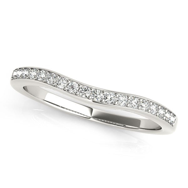 14k White Gold Channel Curved Diamond Wedding Band 1/4 cttw on sale at MyriadMart