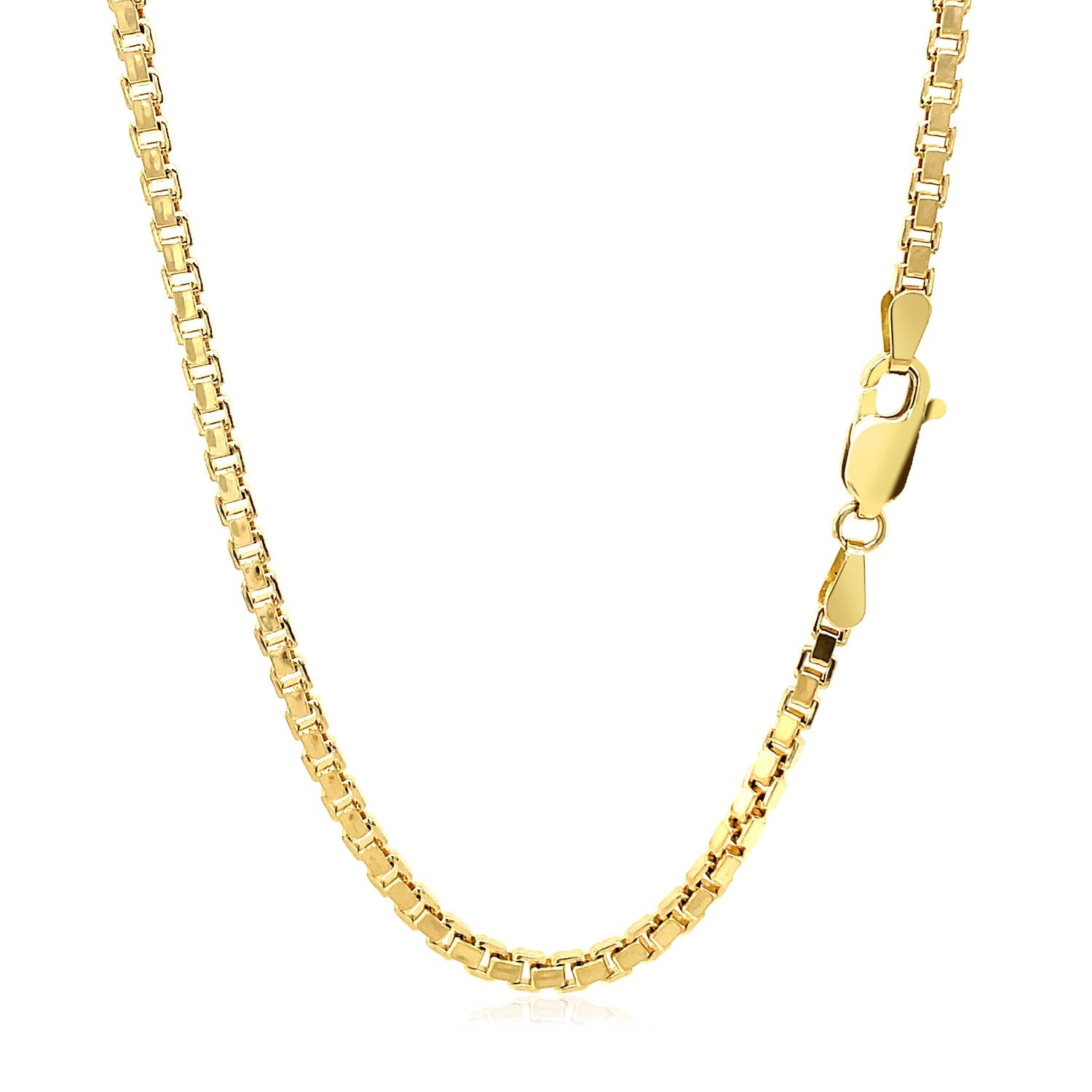 2.5mm 14k Yellow Gold Semi Solid Box Chain on sale at MyriadMart