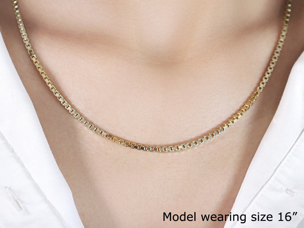 2.5mm 14k Yellow Gold Semi Solid Box Chain on sale at MyriadMart