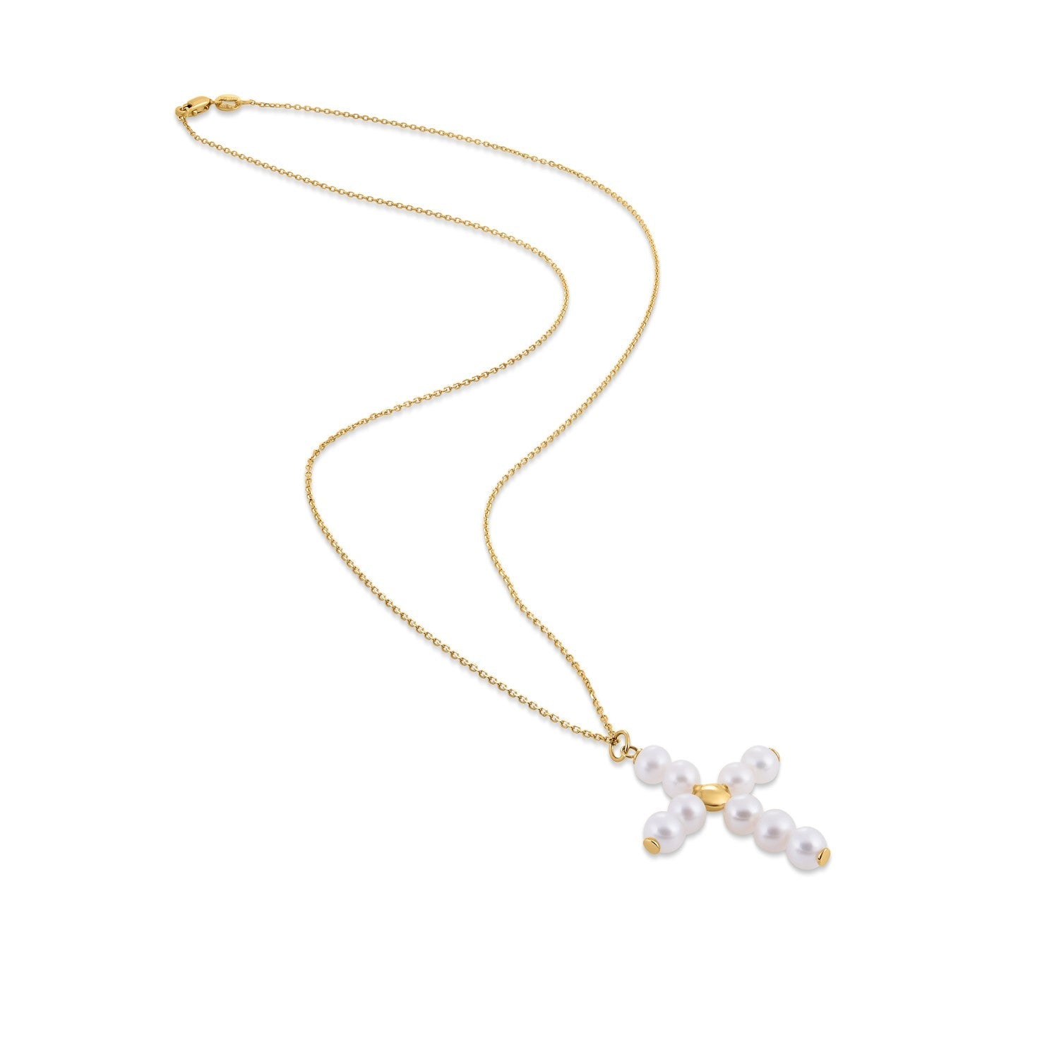 14k Yellow Gold Pearl Cross Pendant on sale at MyriadMart