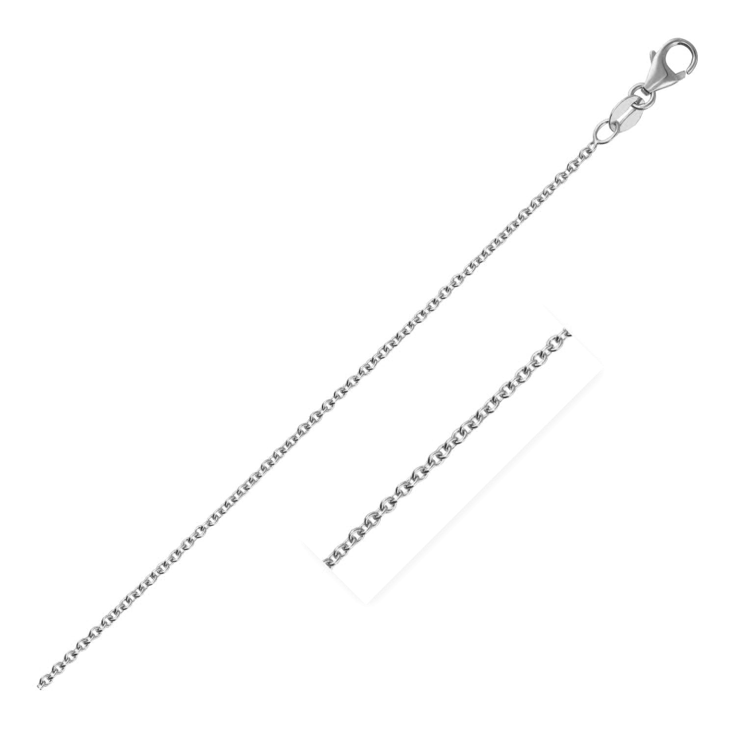 14k White Gold Round Cable Link Chain 1.5mm on sale at MyriadMart