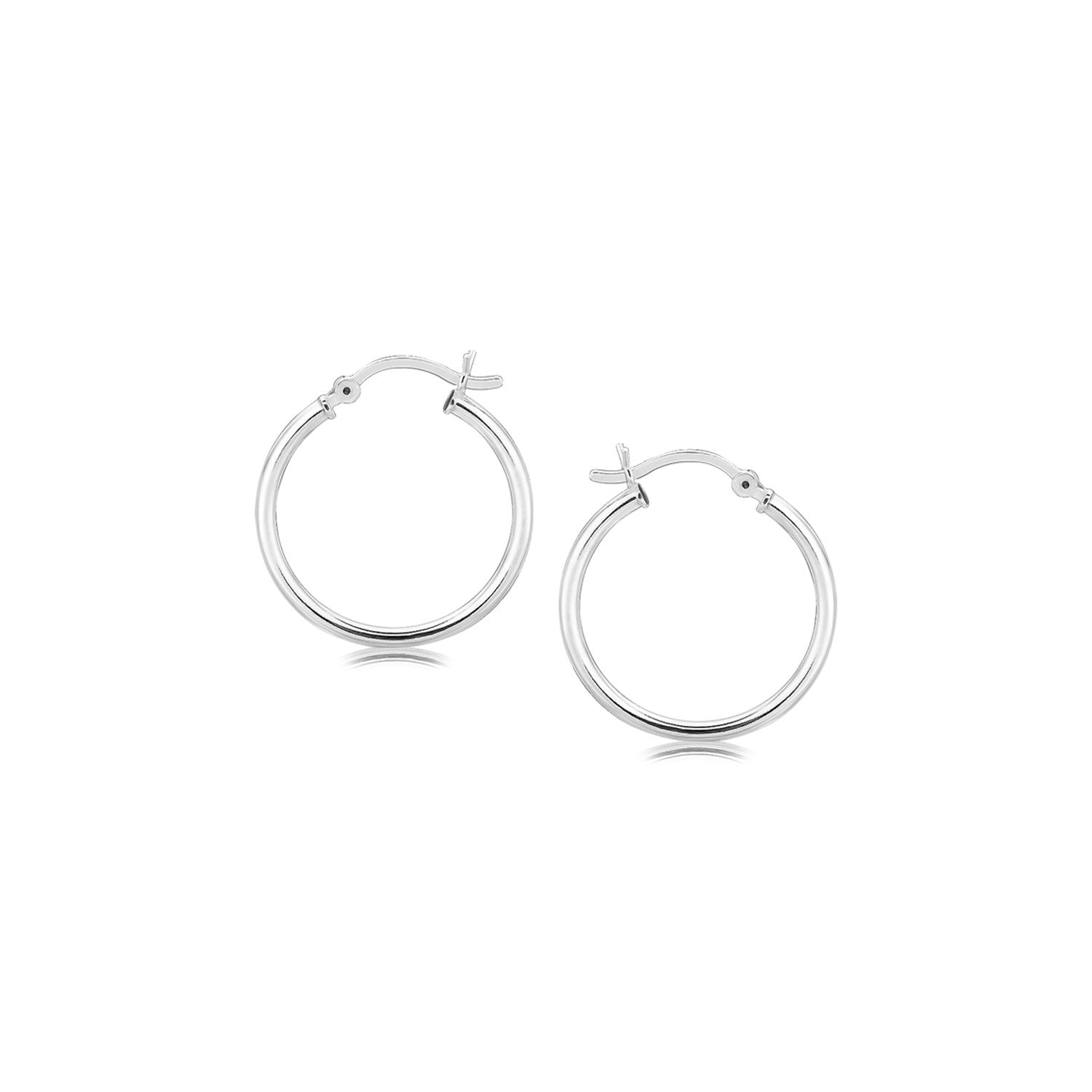 Sterling Silver Polished Thin Hoop Earrings with Rhodium Plating 20mm on sale at MyriadMart