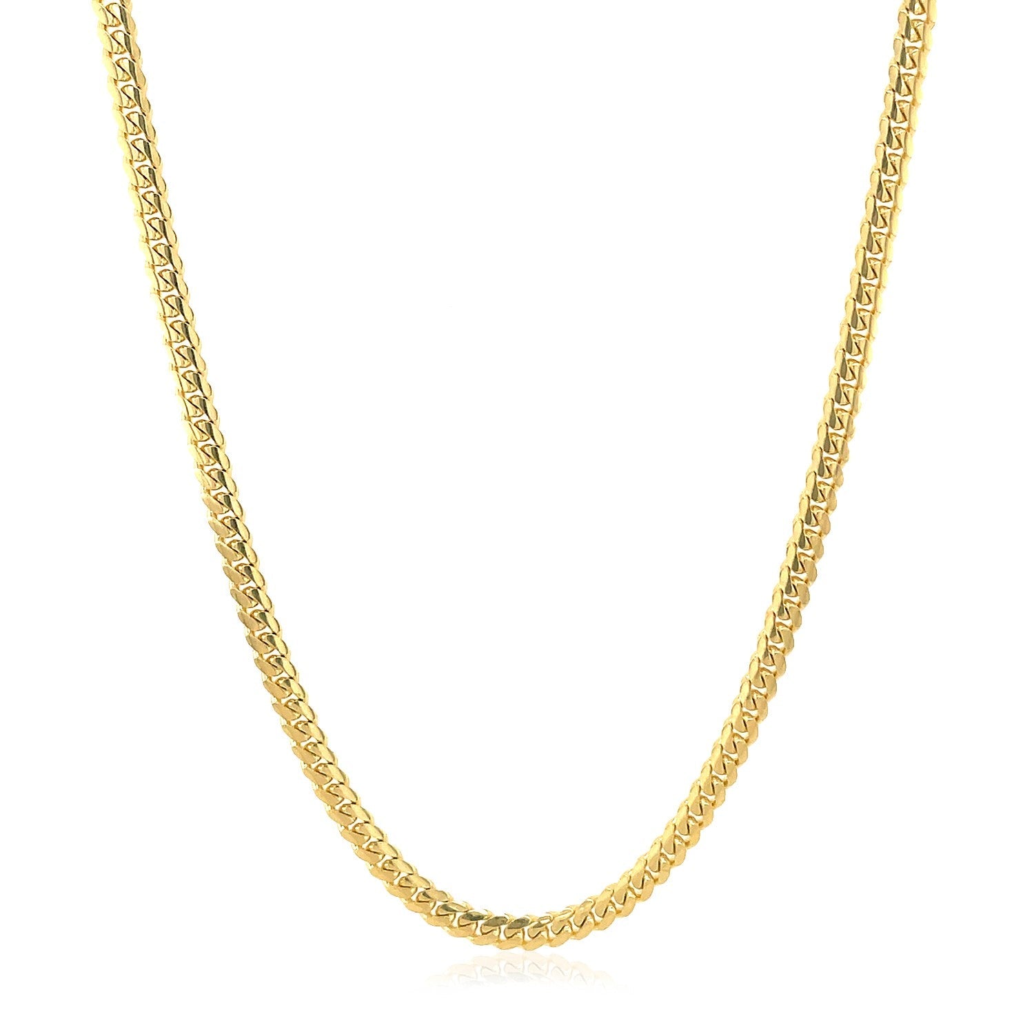 2.6mm 14k Yellow Gold Classic Solid Miami Cuban Chain on sale at MyriadMart