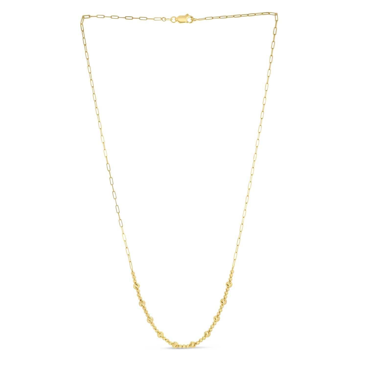 14k Yellow Gold Bead Paperclip Necklace on sale at MyriadMart