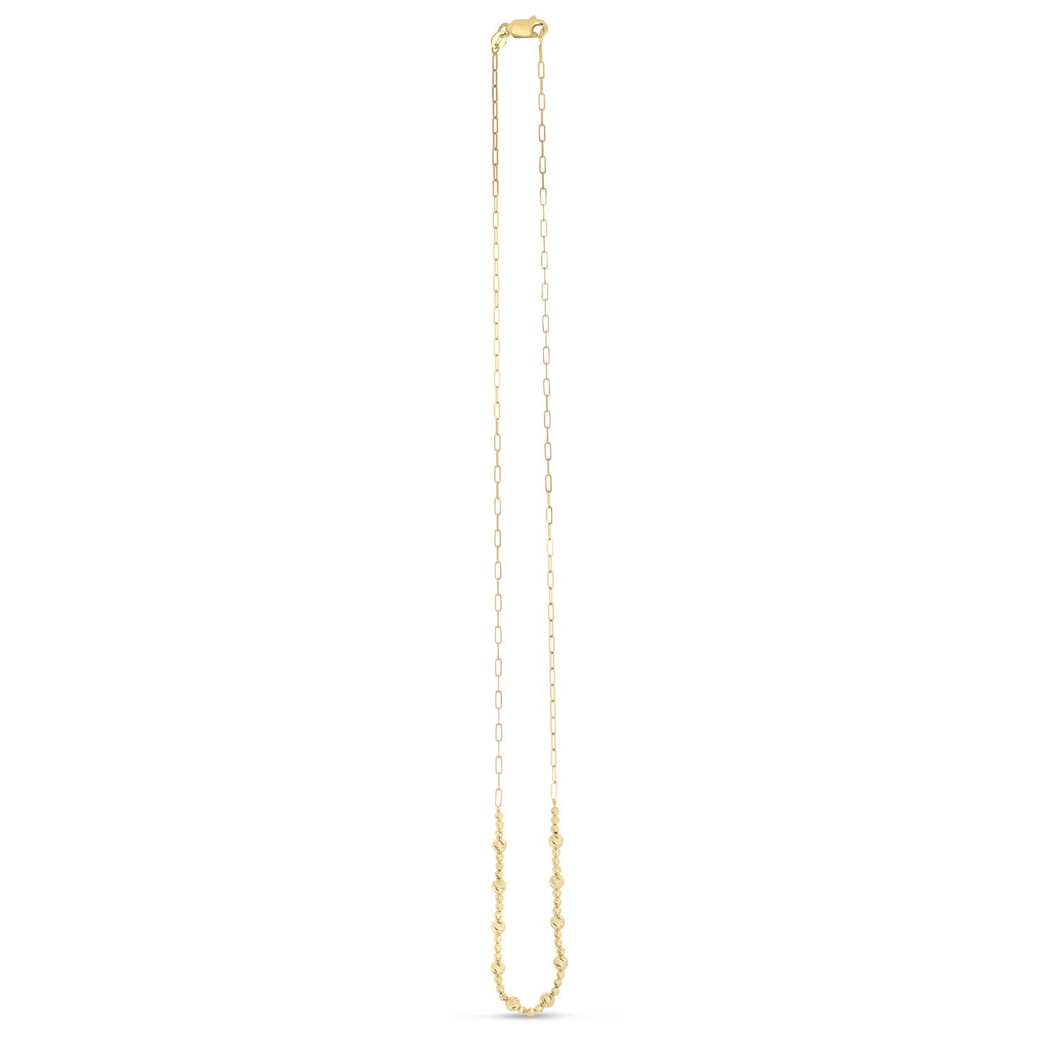 14k Yellow Gold Bead Paperclip Necklace on sale at MyriadMart