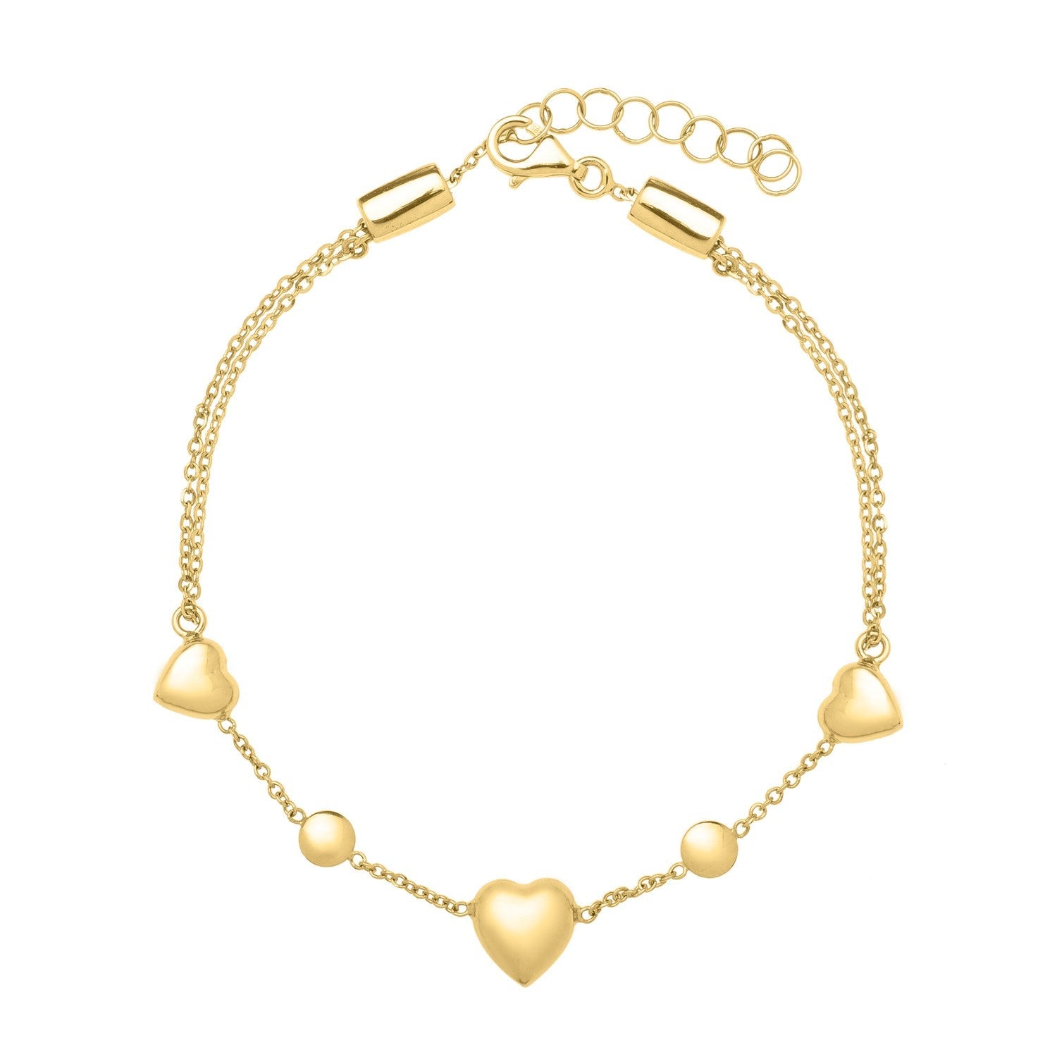14k Yellow Gold Puff Heart Adjustable Anklet on sale at MyriadMart
