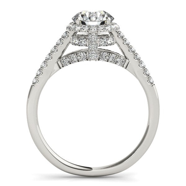 14k White Gold Round Cut Pave Set Shank Diamond Engagement Ring 1 3/8 cttw on sale at MyriadMart