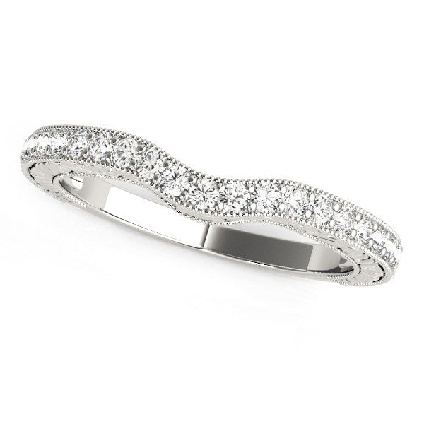 14k White Gold Antique Style Milgrained Curved Diamond Ring 1/4 cttw on sale at MyriadMart