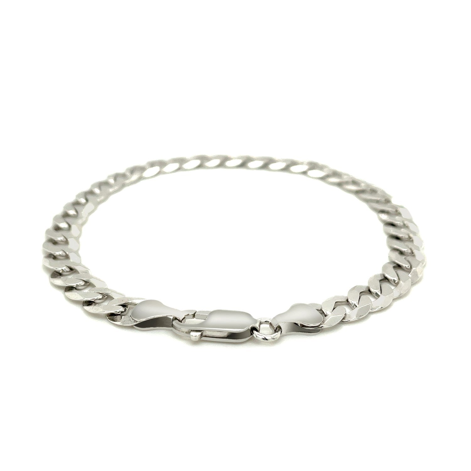 Rhodium Plated 7.2mm Sterling Silver Curb Style Bracelet on sale at MyriadMart