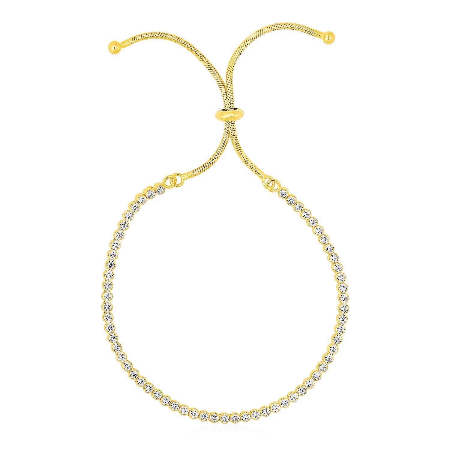 Adjustable Tennis Style Bracelet with Cubic Zirconia in Sterling Silver on sale at MyriadMart