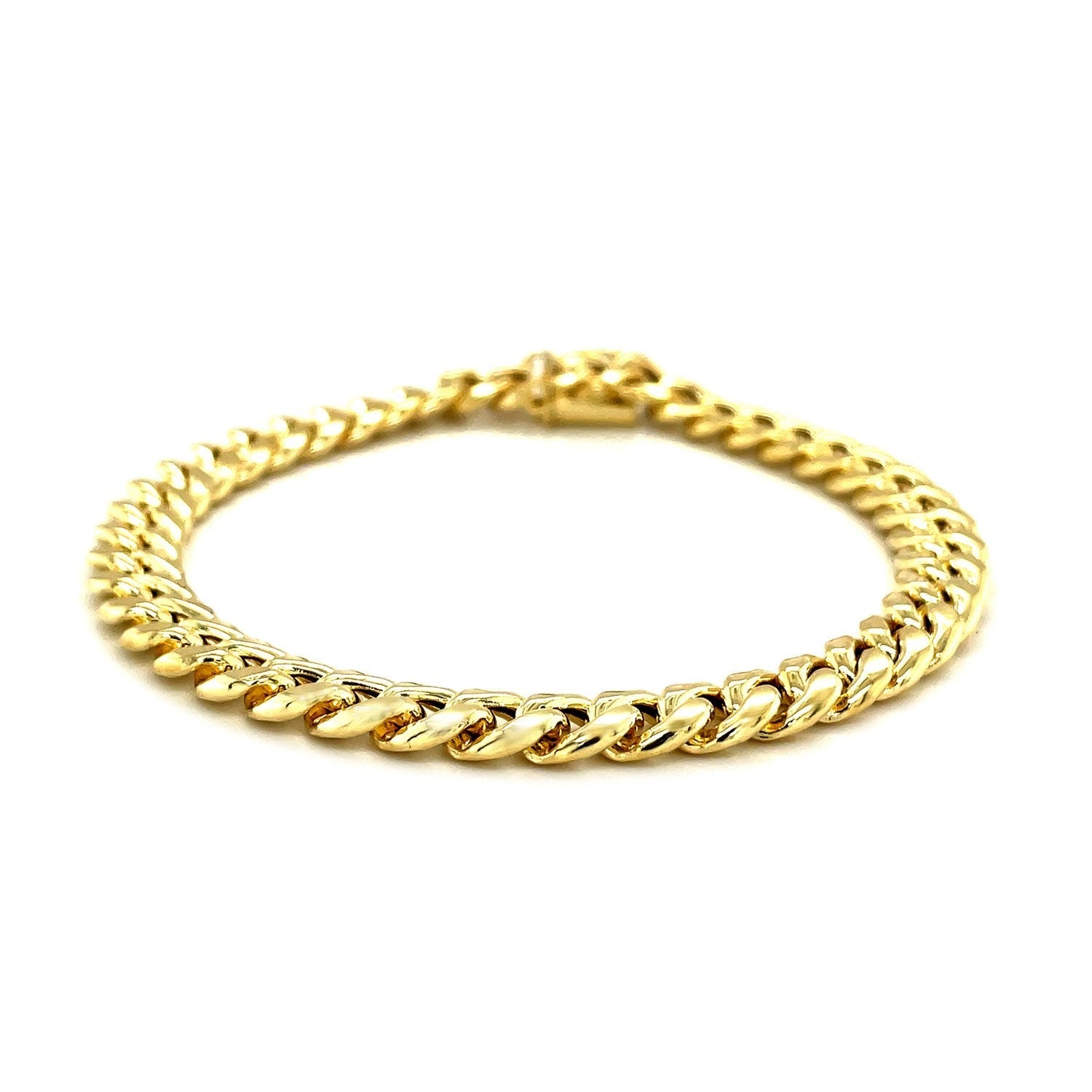 10k Yellow Gold Semi Solid Miami Cuban Bracelet 7.20 mm on sale at MyriadMart