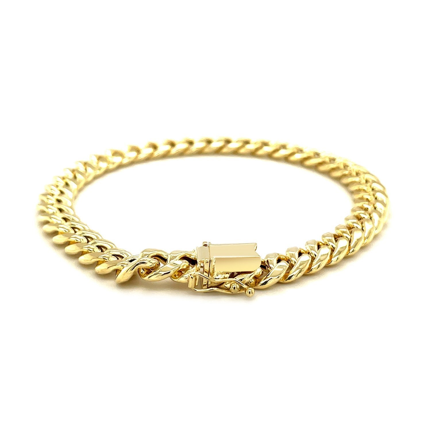 10k Yellow Gold Semi Solid Miami Cuban Bracelet 7.20 mm on sale at MyriadMart