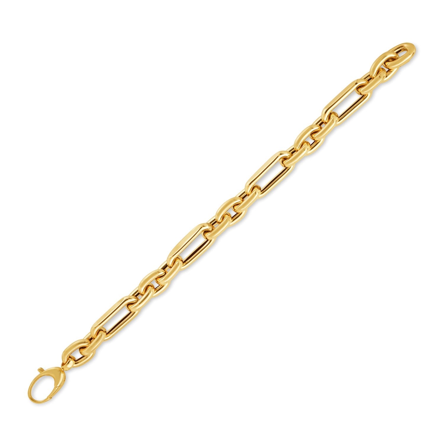 14k Yellow Gold Italian Alternating Paperclip Oval Links Bracelet 9.30 mm on sale at MyriadMart