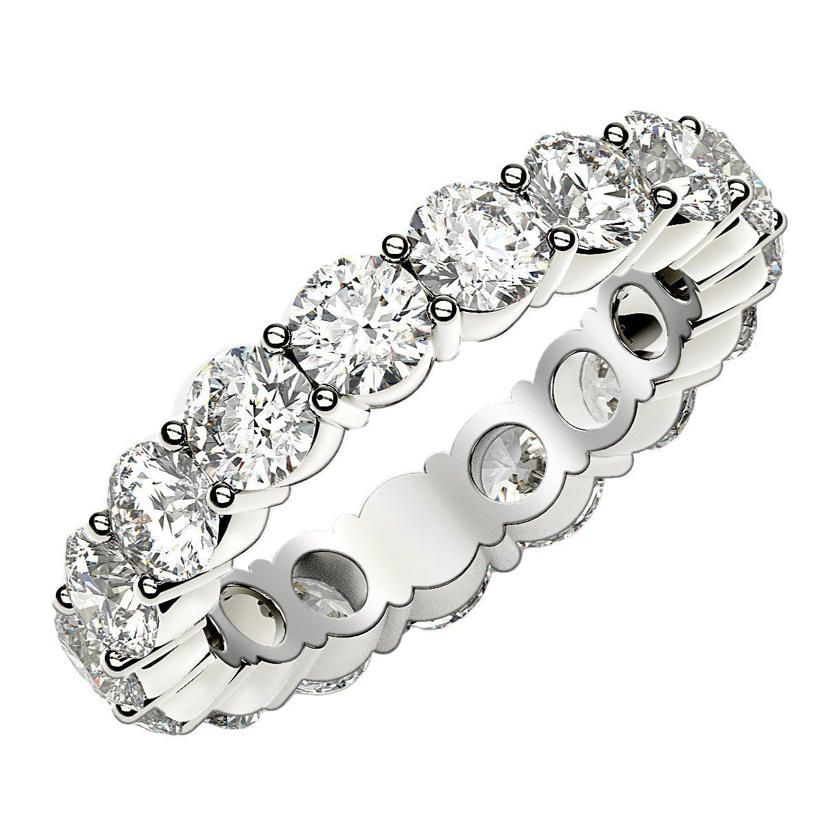 Round Cut Lab Grown Diamond Eternity Ring in 14k White Gold 3 cttw FG/VS2 on sale at MyriadMart
