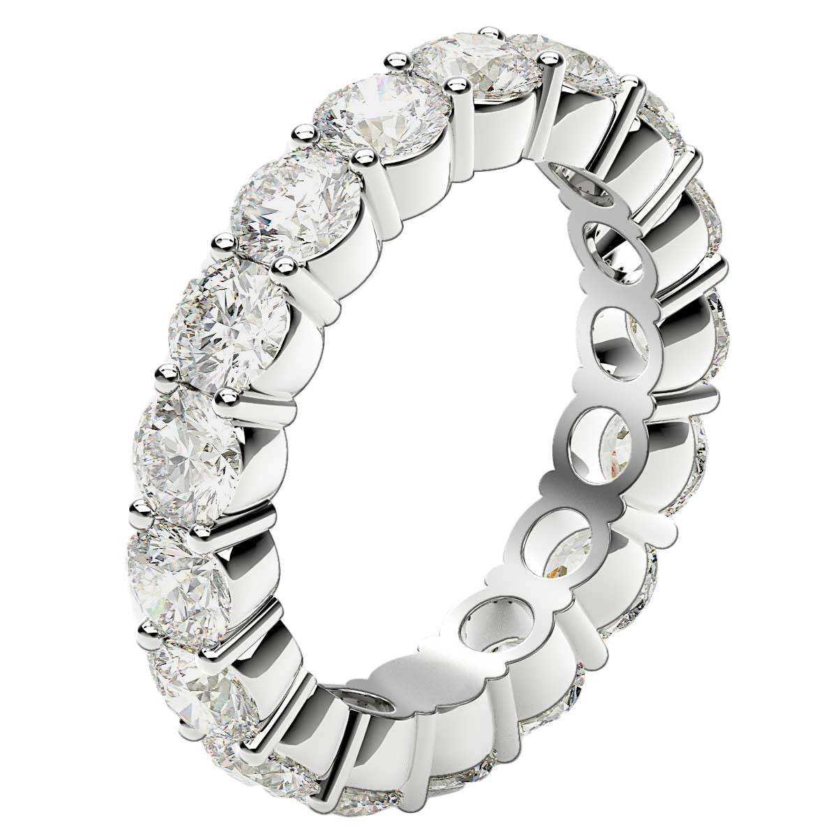 Round Cut Lab Grown Diamond Eternity Ring in 14k White Gold 3 cttw FG/VS2 on sale at MyriadMart