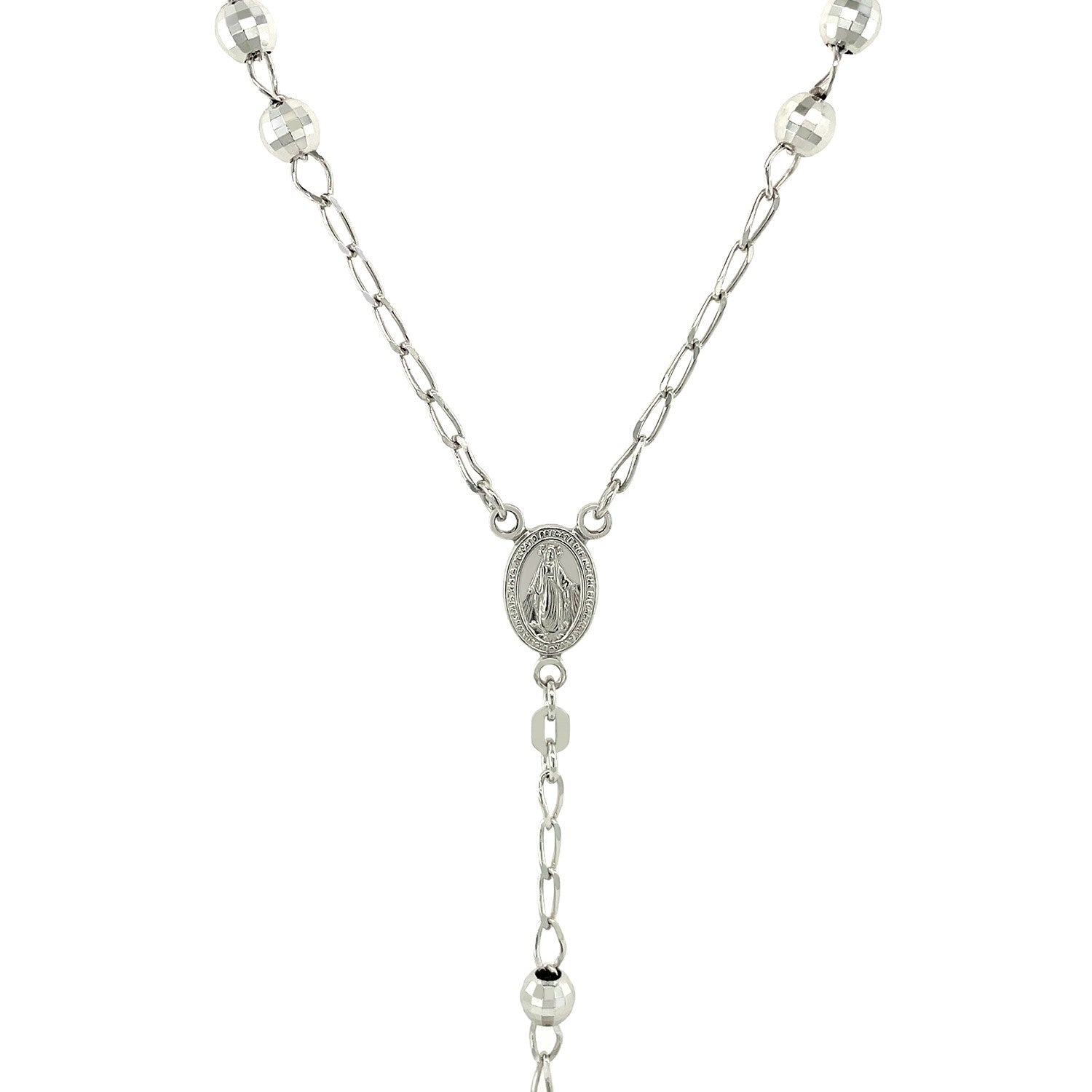 Rosary Chain and Large Bead Necklace in Sterling Silver on sale at MyriadMart
