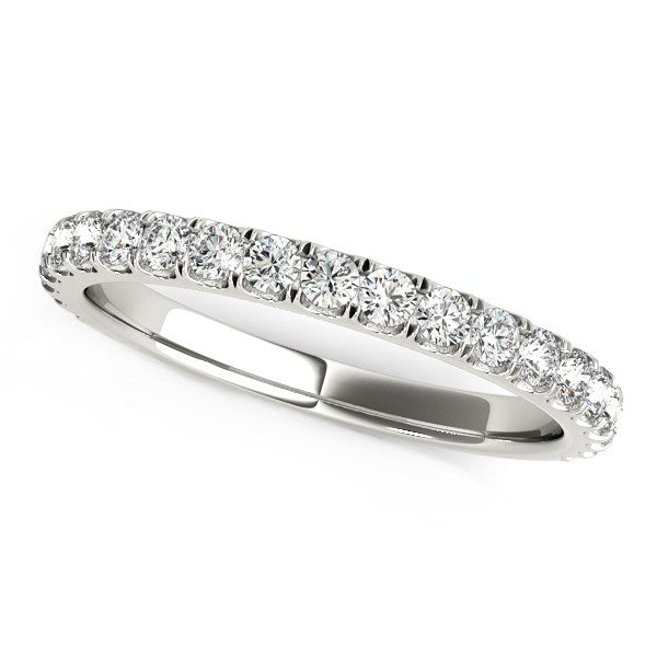 14k White Gold Round Pave Setting Diamond Wedding Band 3/8 cttw on sale at MyriadMart
