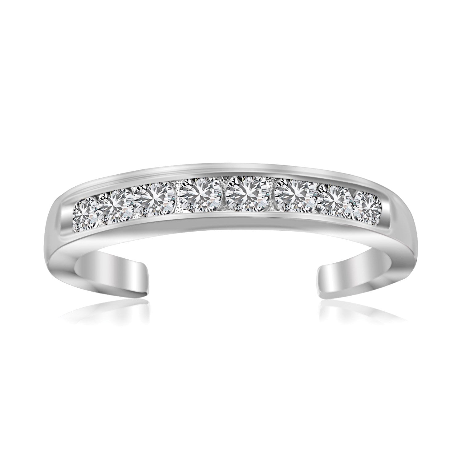 Sterling Silver Rhodium Finished Toe Ring with White Tone Cubic Zirconia Accents on sale at MyriadMart