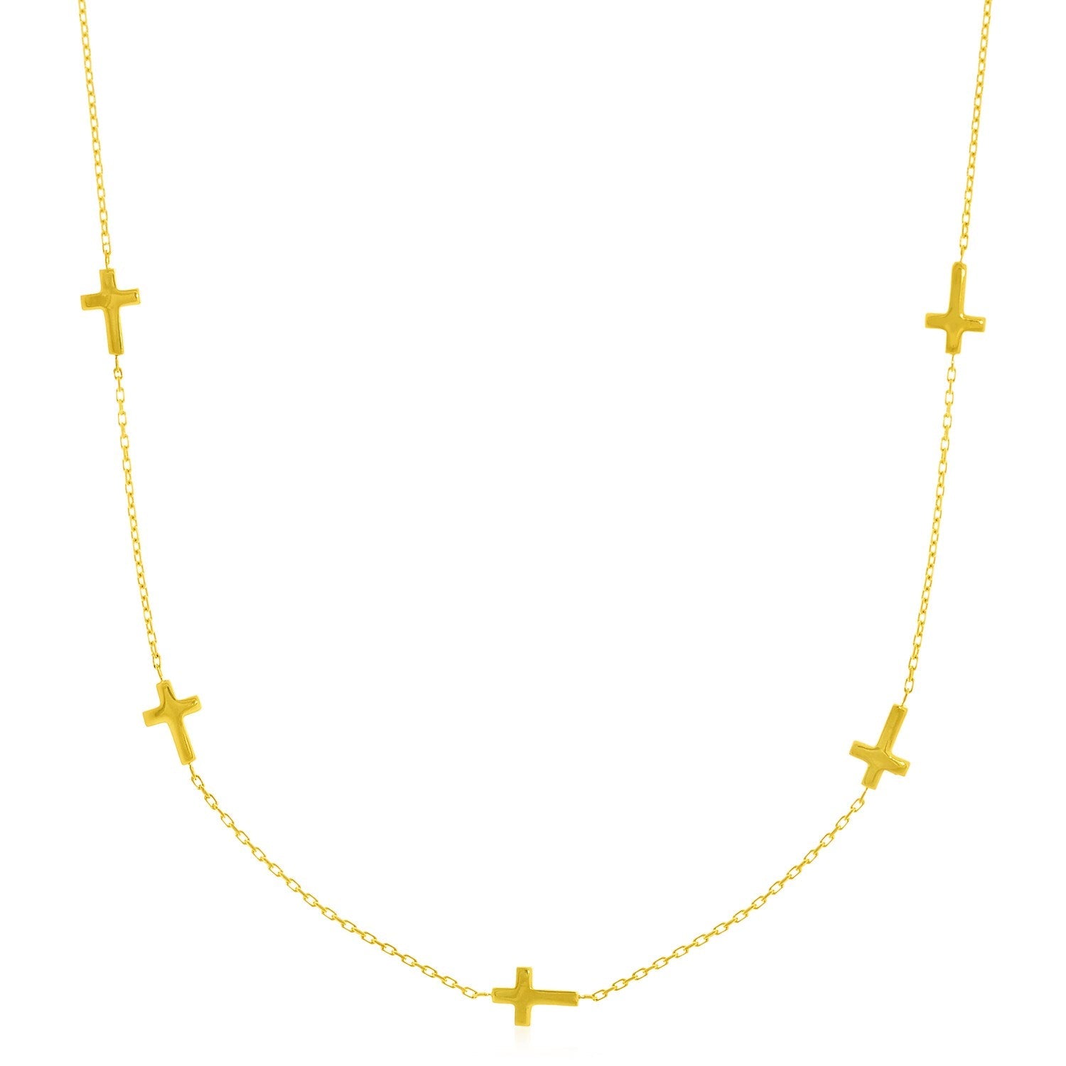 14k Yellow Gold Chain Necklace with Cross Stations on sale at MyriadMart