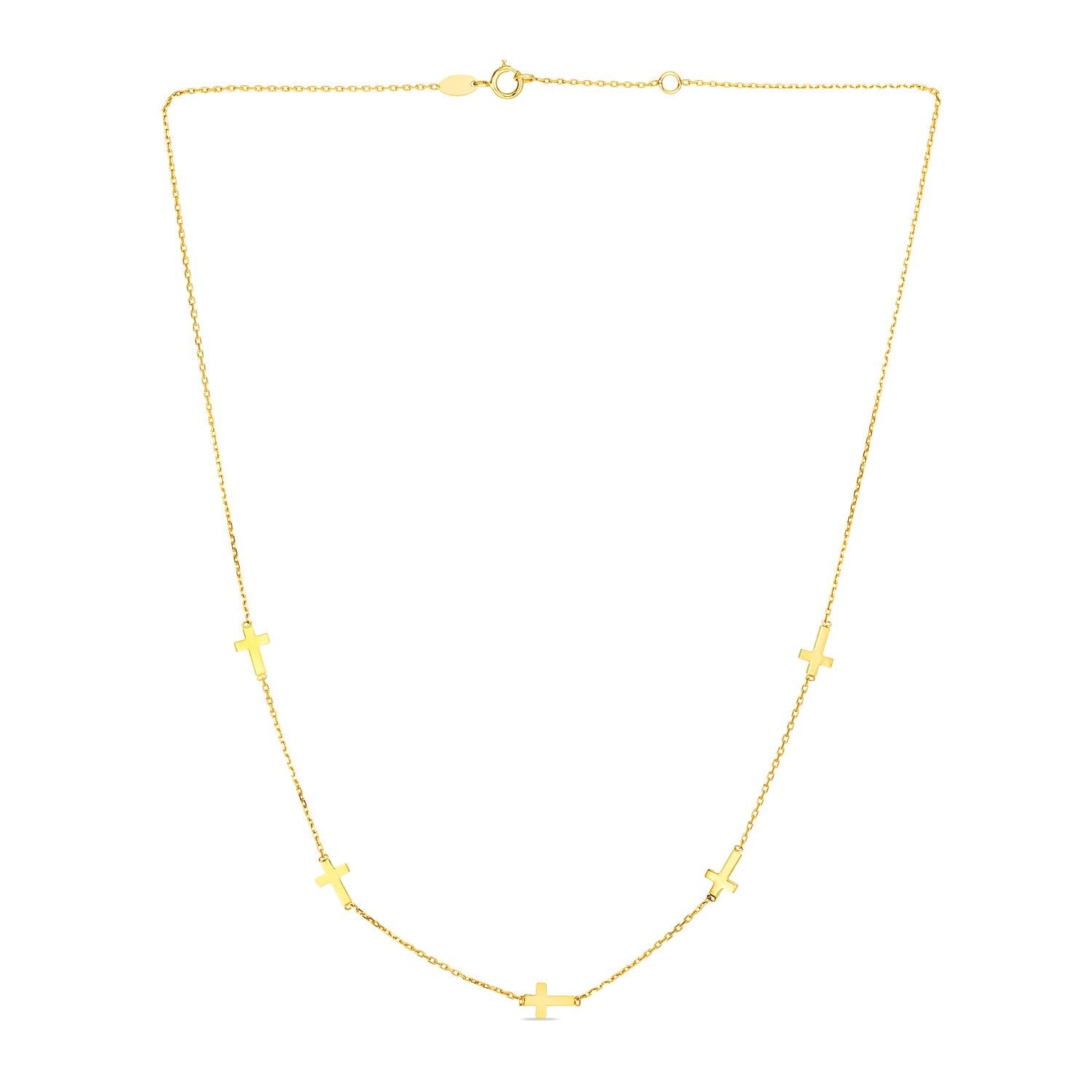14k Yellow Gold Chain Necklace with Cross Stations on sale at MyriadMart