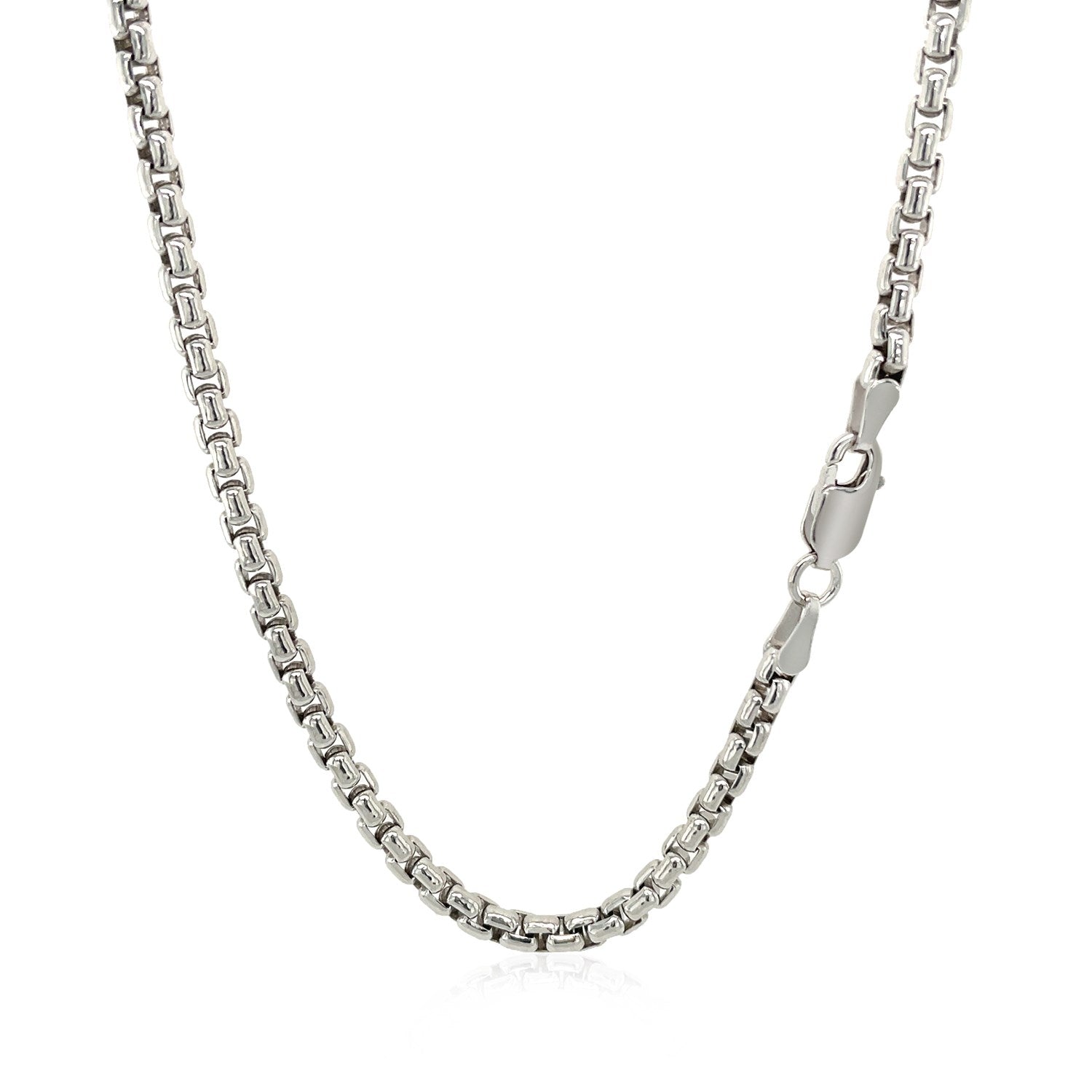 3.0mm Sterling Silver Rhodium Plated Round Box Chain on sale at MyriadMart
