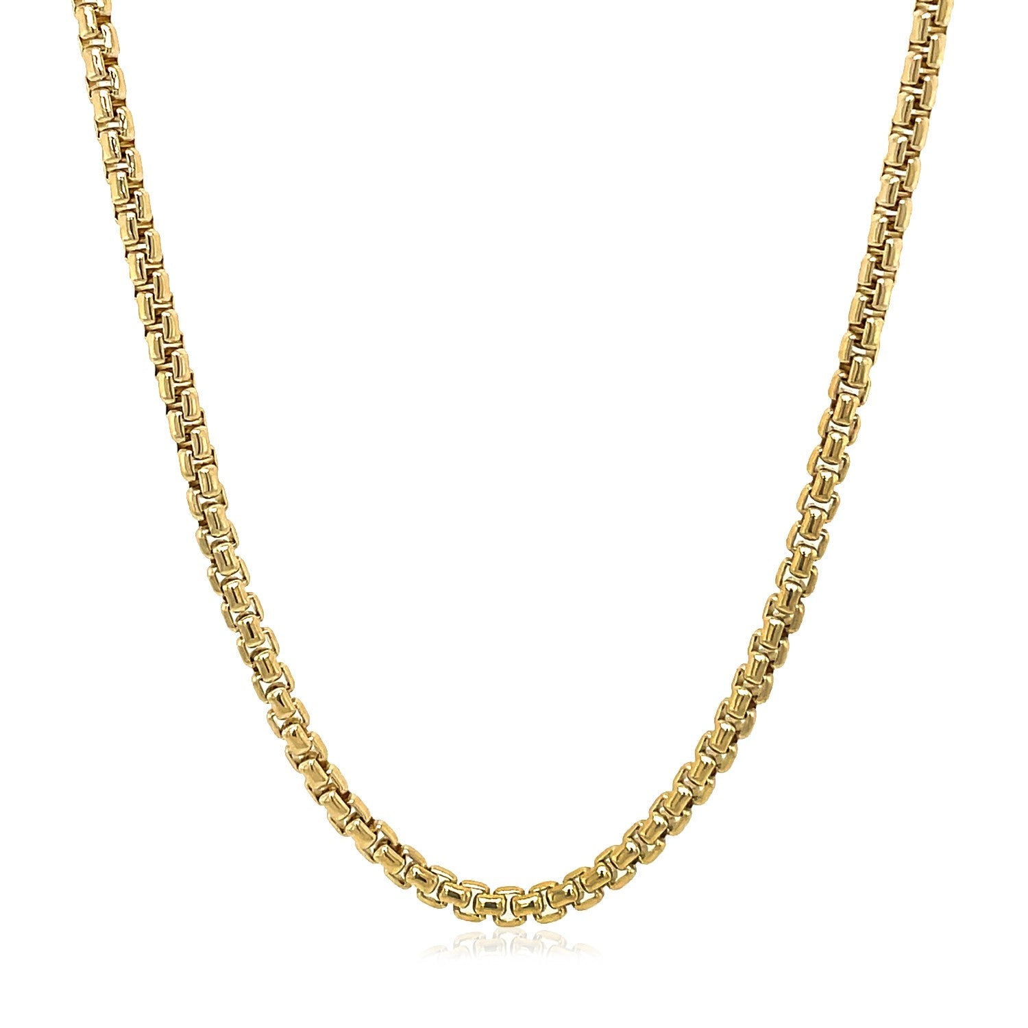 14k Yellow Gold Solid Round Box Chain 2.5 mm on sale at MyriadMart