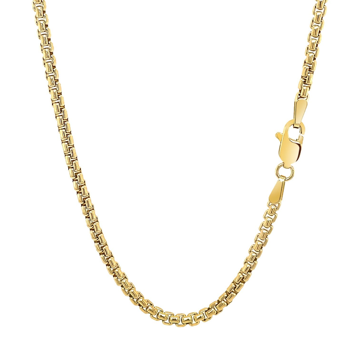 14k Yellow Gold Solid Round Box Chain 2.5 mm on sale at MyriadMart