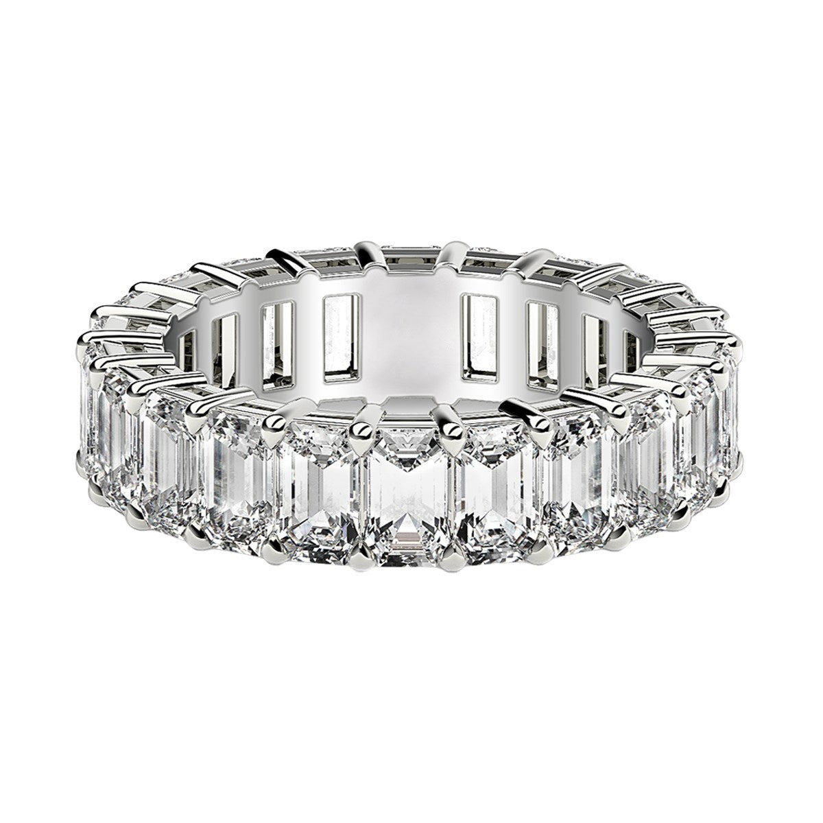 Emerald Cut Lab Grown Diamond Eternity Ring in 14k White Gold 4 cttw FG/VS2 on sale at MyriadMart